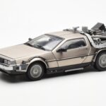 DeLorean DMC-12 Time Machine Back to the Future Sølv Sun Star 1:18