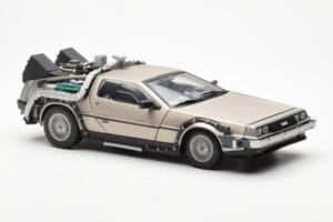 DeLorean DMC-12 Time Machine Back to the Future Sølv Sun Star 1:18 2711 Metal — billede 6 af 8