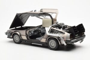 DeLorean DMC-12 Time Machine Back to the Future Sølv Sun Star 1:18 2711 Metal — billede 7 af 8