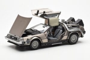 DeLorean DMC-12 Time Machine Back to the Future Sølv Sun Star 1:18 2711 Metal — billede 8 af 8
