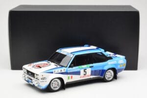 Fiat 131 Abarth #5 Team Fiat Works Rally Portugal 1980 Kyosho 1:18 08376A Metal — billede 8 af 8