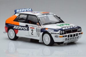 Lancia Delta HF Integrale Evoluzione #2 C. Sainz / L. Moya Tour de Corse 1993 Kyosho 1:18 08348J Metal — billede 5 af 9