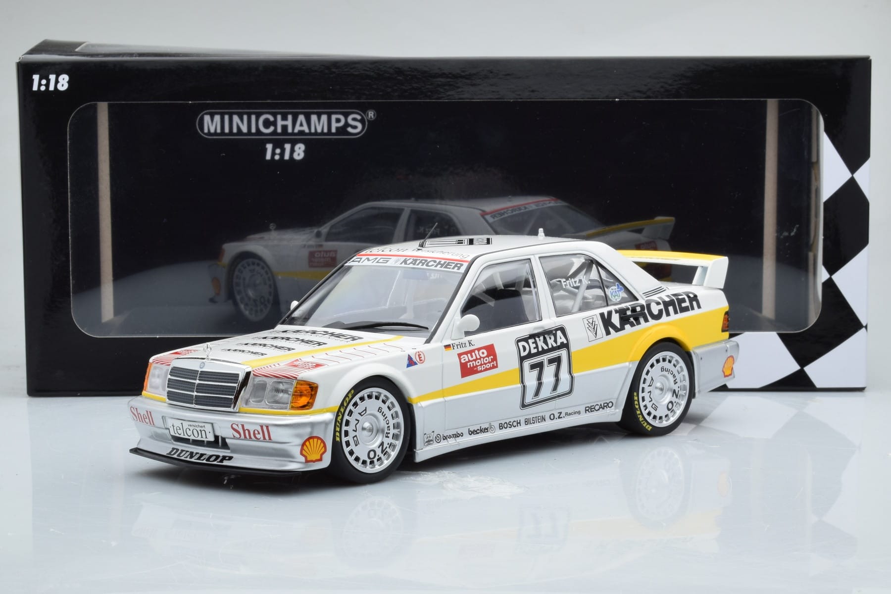 Mercedes 190E 2.5-16 W201 EVO 1 Karcher #77 F. Kreutzpointer Team AMG-Mercedes DTM 1990 Minichamps 1:18 155903677 Metal — billede 6 af 6