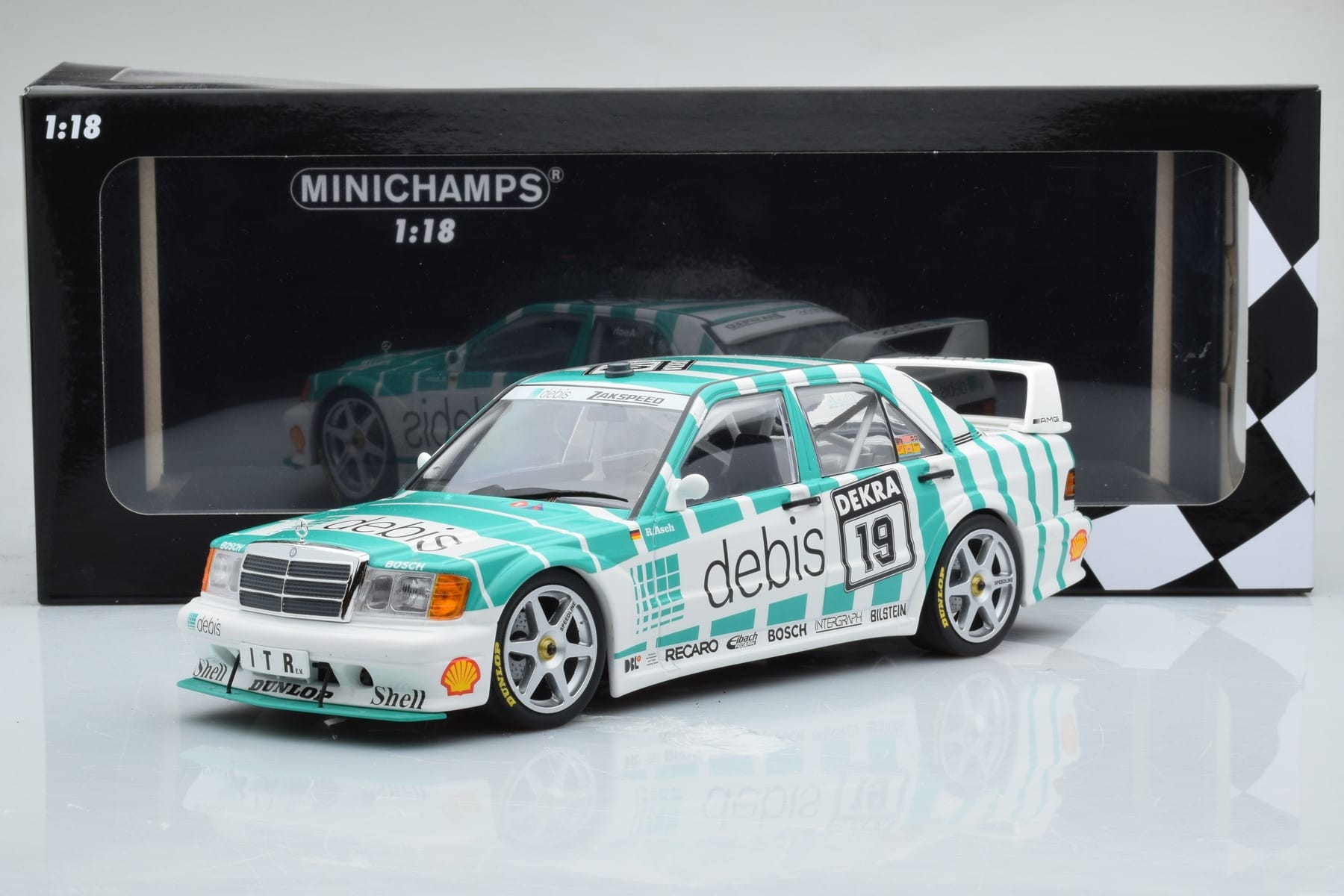 Mercedes 190E 2.5-16 W201 EVO 2 Debis #19 R. Asch Team Zackspeed DTM 1991 Minichamps 1:18 155913619 Metal — billede 6 af 6