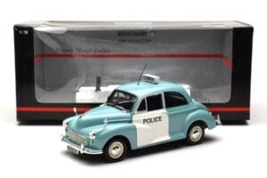 Morris Minor Politi Blå & Hvid Minichamps 1:18 150137090 Metal — billede 8 af 8