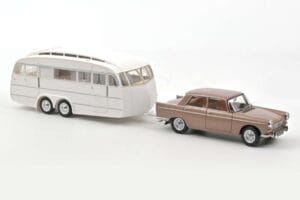Peugeot 404 Med Campingvogn Henon Norev 1:18 184837 Metal