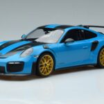 Porsche 911 991.2 GT3 RS Weissach Package Miami Blå Guldfælge Minichamps 1:18 153068310 Metal