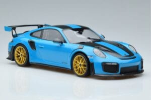 Porsche 911 991.2 GT3 RS Weissach Package Miami Blå Guldfælge Minichamps 1:18 153068310 Metal — billede 4 af 6