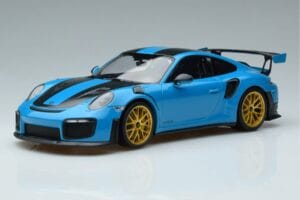 Porsche 911 991.2 GT3 RS Weissach Package Miami Blå Guldfælge Minichamps 1:18 153068310 Metal