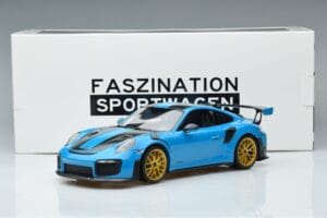 Porsche 911 991.2 GT3 RS Weissach Package Miami Blå Guldfælge Minichamps 1:18 153068310 Metal — billede 6 af 6