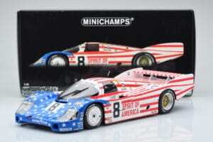 Porsche 956L Spirit of America #8 G. Follmer / J. Morton / K. Miller 24 Hours of Le Mans 1986 Minichamps 1:18 180866508 Metal — billede 8 af 8