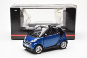 Smart Fortwo 451 Cabrio Blå & Sort Minichamps 1:18 150036330 Metal — billede 8 af 8