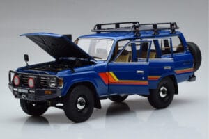 Toyota Land Cruiser 60 Blå Med Ekstraudstyr Kyosho 1:18 08956XBL Metal — billede 2 af 11