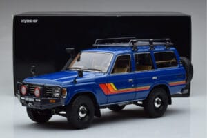 Toyota Land Cruiser 60 Blå Med Ekstraudstyr Kyosho 1:18 08956XBL Metal — billede 11 af 11