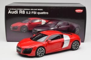 Audi R8 V10 Brilliant Rød Kyosho 1:18 09216RR Metal — billede 8 af 8