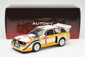 Audi Sport Quattro S1 #5 W. Rohrl / C. Geistdorfer Rally Sanremo Winner 1985 AUTOart 1:18 88503 Komposit — billede 8 af 8