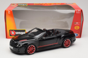 Bentley Continental Supersports ISR Cabriolet Sort Med Røde Fælge Bburago 1:18 18-11035 Metal — billede 8 af 8