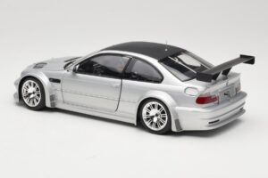 BMW M3 E46 GTR Street Sølv With Carbon Roof Minichamps 1:18 100012102 Metal — billede 7 af 8