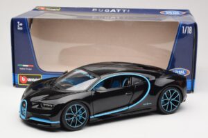 Bugatti Chiron Sort & Blå Bburago 1:18 18-11040BK Metal — billede 8 af 8