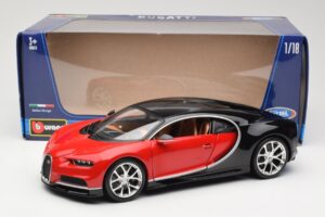 Bugatti Chiron Sort & Rød Bburago 1:18 18-11040 Metal — billede 8 af 8