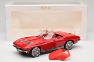 Chevrolet Corvette C2 Sting Ray Cabriolet Riverside Red Norev 1:18 189056 Metal — billede 6 af 6