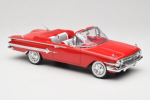 Chevrolet Impala Cabriolet Rød Welly 1:18 9864W Metal — billede 6 af 8