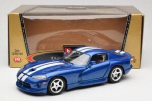 Dodge Viper GTS SR II Blå med Hvide Striber Bburago 1:18 3330 Metal — billede 8 af 8
