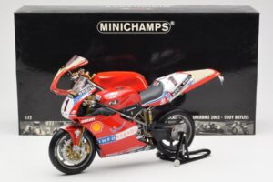 Ducati 998R WSB #1 T. Bayliss Ducati Infostrada 2002 Minichamps 1:12 122021201 Metal — billede 6 af 6