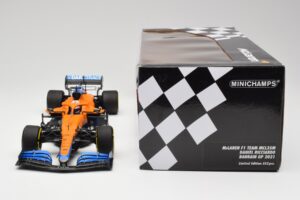 McLaren MCL35M #3 D. Ricciardo Bahrain GP 2021 Minichamps 1:18 530211803 Metal — billede 6 af 7
