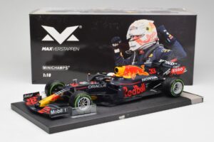 Red Bull RB16B #33 M. Verstappen Emilia Romagna GP Winner 2021 Minichamps 1:18 113210233T Metal — billede 6 af 6
