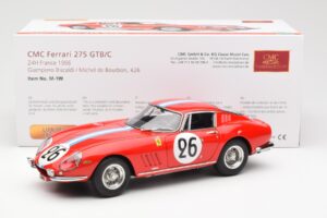Ferrari 275 GTB Competizione #26 G. Biscaldi / A. de Bourbon Team Hugus 24 Hours of Le Mans 1966 CMC 1:18 M-199 Metal — billede 6 af 6