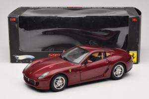 Ferrari 599 GTB Fiorano Mørkerød Hot Wheels 1:18 M1200 Metal — billede 8 af 8