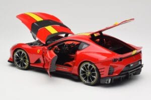 Ferrari 812 Competizione Rosso Corsa Med Gule Striber Bburago 1:18 18-16915 Metal — billede 5 af 8