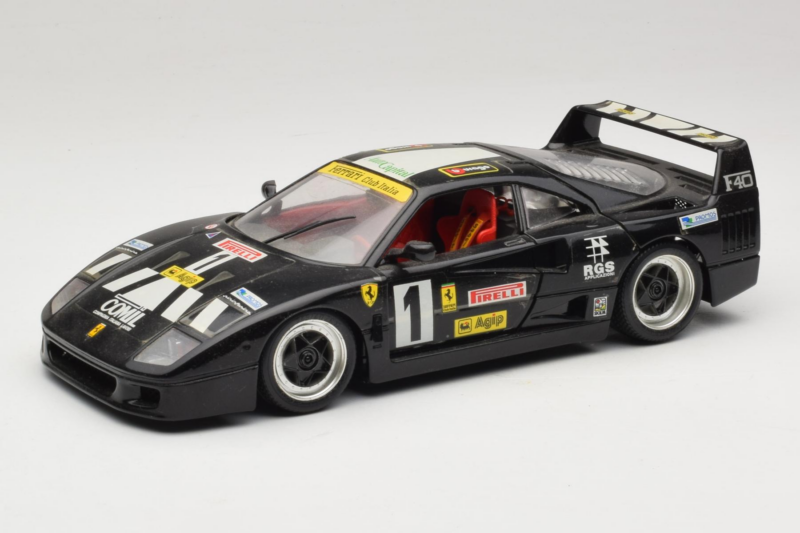 Ferrari F40 Pirelli Agip #1 Sort Bburago 1:18 3332-B1 Metal