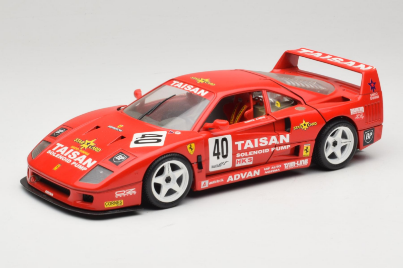 Ferrari F40 #40 T. Ohta / A. Reid Taisan Rød 1987 Bburago 1:18 3022-T1 Metal