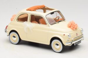 Fiat 500 L Elfenben Wedding Gift Norev 1:18 187780 Metal — billede 4 af 6