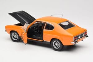 Ford Capri Mk1 RS 2600 Signal Orange Sort Minichamps 1:18 150089077 Metal — billede 5 af 8