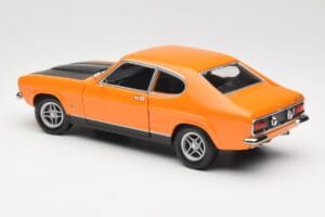 Ford Capri Mk1 RS 2600 Signal Orange Sort Minichamps 1:18 150089077 Metal — billede 7 af 8