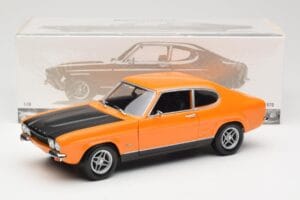 Ford Capri Mk1 RS 2600 Signal Orange Sort Minichamps 1:18 150089077 Metal — billede 8 af 8