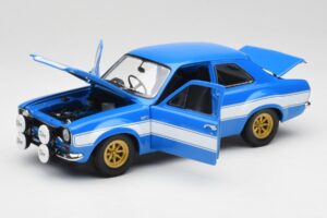 Ford Escort Mk1 RS 1600 Blå Hvid Striber Minichamps 1:18 100688102 Metal — billede 2 af 8