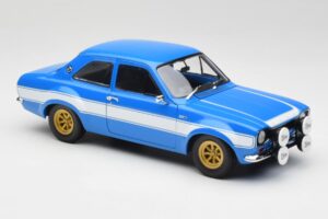 Ford Escort Mk1 RS 1600 Blå Hvid Striber Minichamps 1:18 100688102 Metal — billede 6 af 8