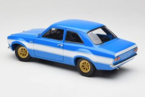 Ford Escort Mk1 RS 1600 Blå Hvid Striber Minichamps 1:18 100688102 Metal — billede 7 af 8