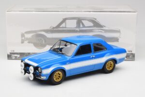 Ford Escort Mk1 RS 1600 Blå Hvid Striber Minichamps 1:18 100688102 Metal — billede 8 af 8