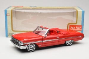 Ford Galaxie 500 Cabriolet Rød Sun Star 1:18 1420 Metal — billede 8 af 8