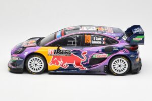 Ford Puma Rally1 #19 S. Loeb / I. Galmiche Rally Monte Carlo Winner 2022 IXO 1:18 18RMC110 Metal — billede 3 af 6