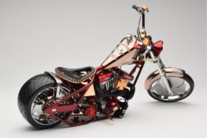 Harley-Davidson West Coast Choppers Diablo Soft Tail Guld Rød Minichamps 1:5 JJ04-05-03 Metal — billede 2 af 6