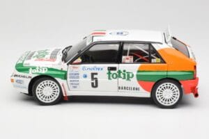 Lancia Delta HF Integrale Evo II Totip #5 A. Aghini / S. Farnocchia Rally Monte Carlo 1993 Kyosho 1:18 08348F Metal — billede 4 af 8