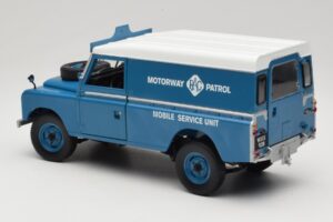 Land Rover Series III 109 Soft Top Motorway Patrol Blå Eagles Race 1:18 4403 Metal — billede 7 af 8