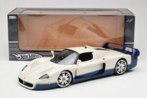 Maserati MC12 Hvid Blå Hot Wheels 1:18 G7158 Metal — billede 8 af 8