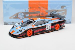McLaren F1 GTR Gulf #41 P. Gounon / S. Oloffson 24 Hours of Le Mans 1997 Minichamps 1:18 530133741 Metal — billede 8 af 8